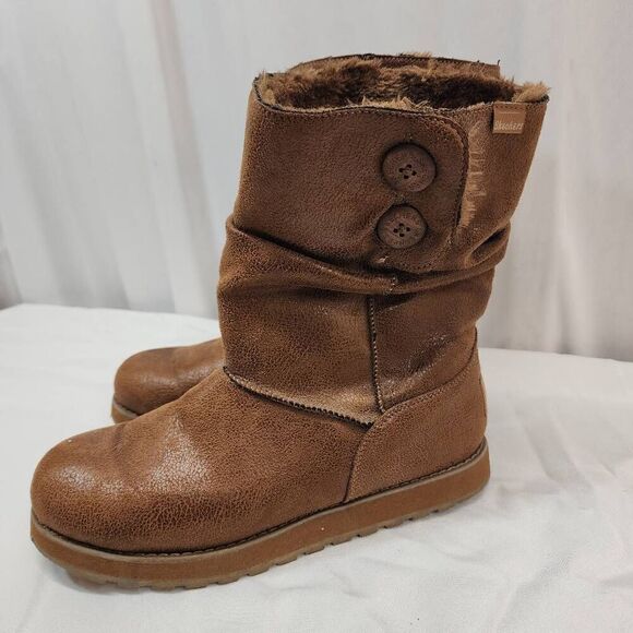 Skechers Size 11 Women's Brown Pull On Faux Fur Mid Calf Vegan Winter Y2K 90's C - Picture 4 of 8